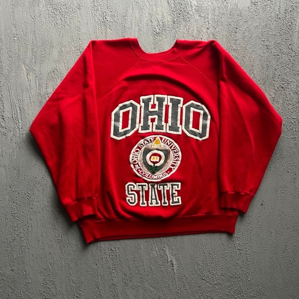 Vintage Ohio State University Sweatshirt XL Red 1980s Raglan NCAA